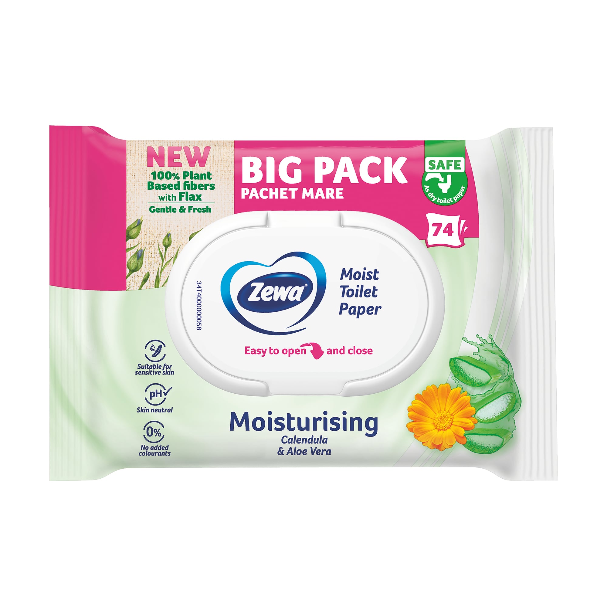 Вологий туалетний папір Zewa Moisturizing, 74 шт